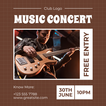 Music Concert Ad with Guitarist on Stage Instagram Design Template