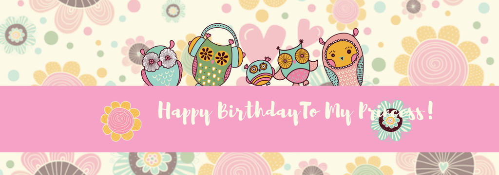 Birthday Invitation with Party Owls Tumblrデザインテンプレート