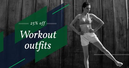 Workout Outfits Offer with Athlete Young Woman Facebook AD Design Template