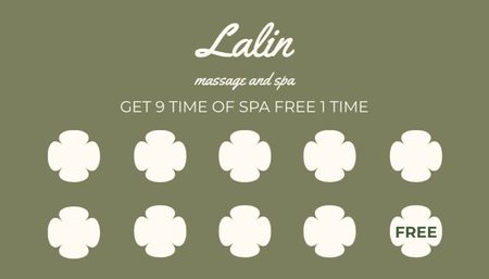 Massage and Spa Salon Loyalty Program on Green Business Card US Design Template