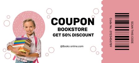Platilla de diseño Schoolgirl with Textbooks on Book Store Voucher Coupon 3.75x8.25in