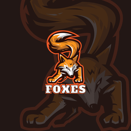 Sport Club Emblem with Wild Fox Logo 1080x1080px Design Template