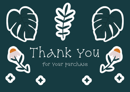 Platilla de diseño Thank You For Your Purchase with Daisies and Leaves Postcard 5x7in