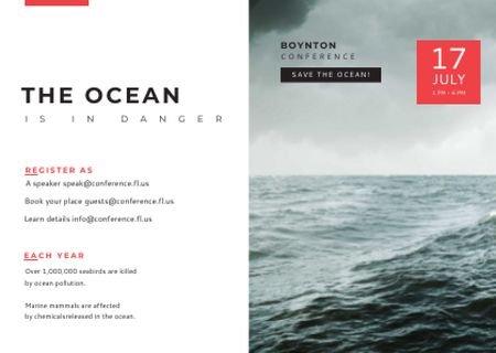 Ecology Conference Stormy Sea Waves Postcard Tasarım Şablonu