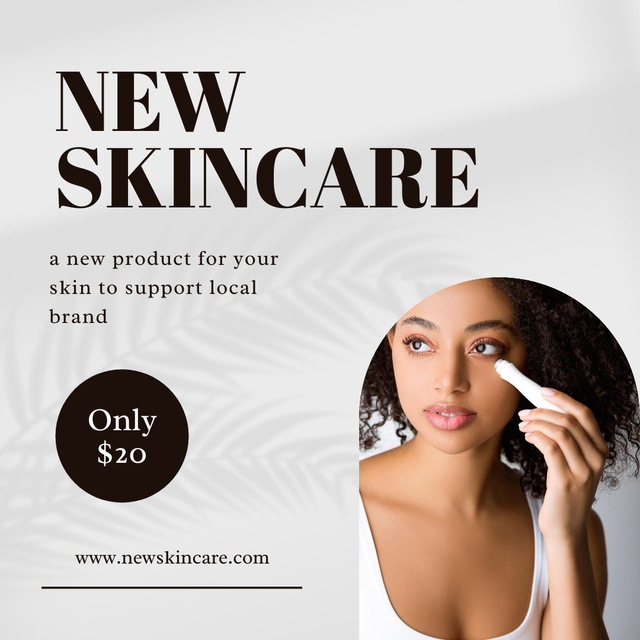 Skincare Ad with Attractive African American Woman Instagram Modelo de Design