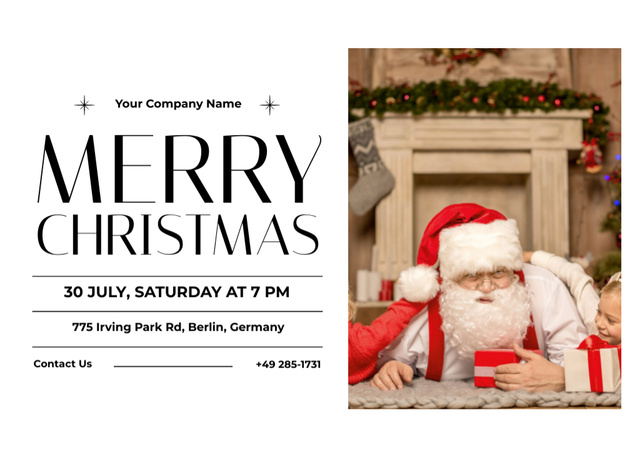 Christmas Festivities In July with Jolly Santa Claus Flyer 5x7in Horizontal Design Template