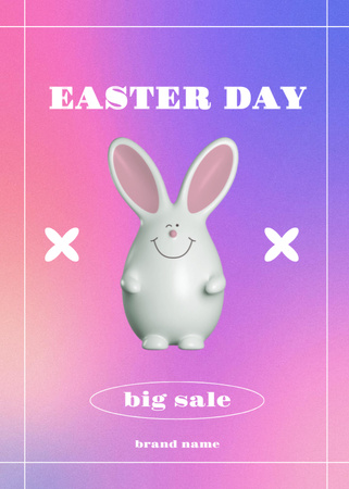 Easter Day Announcement with White Porcelain Rabbit Flayer Modelo de Design