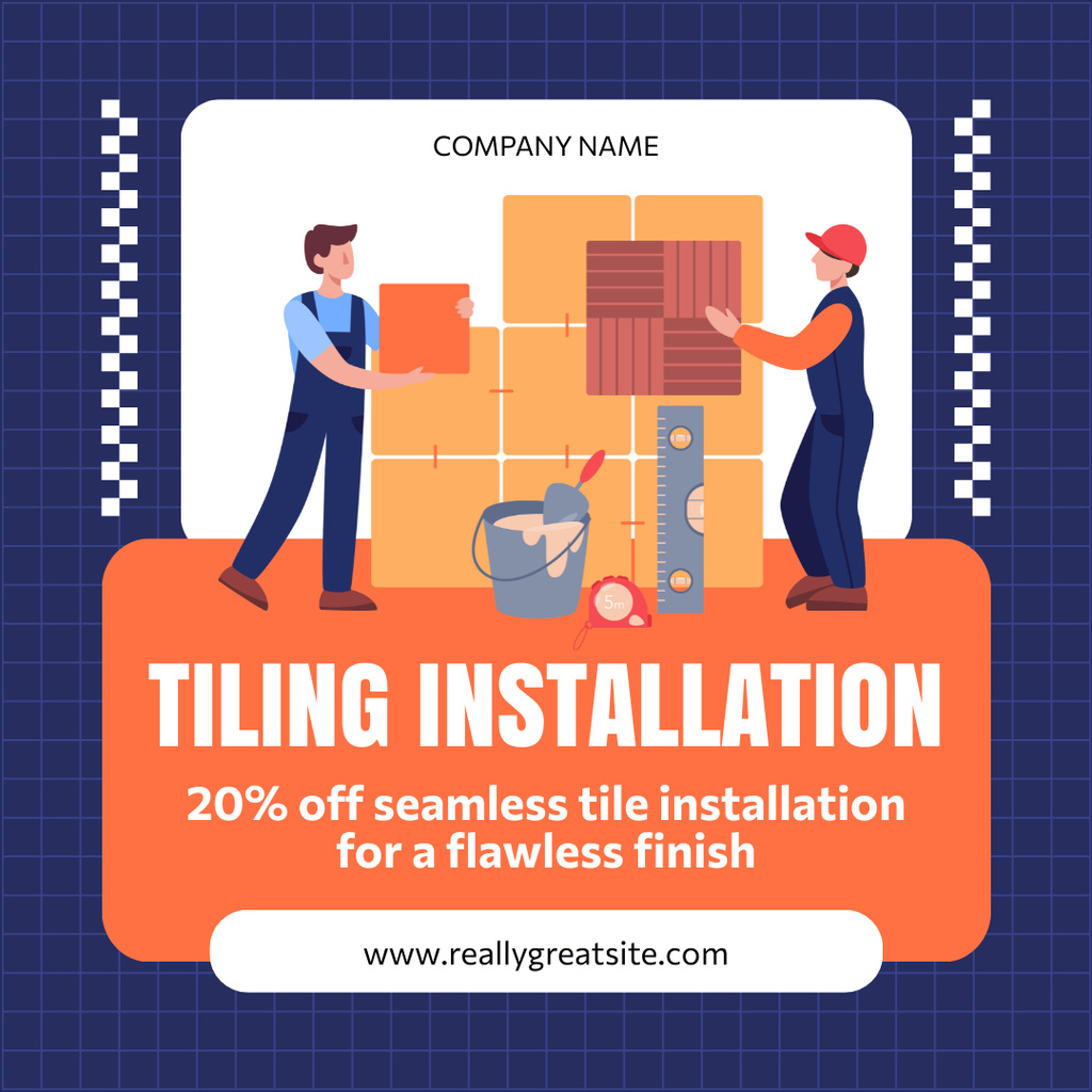 Designvorlage Tiling Installation Services with Offer of Discount für Instagram AD