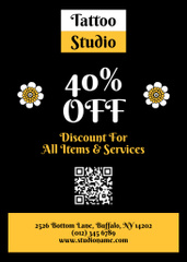 Tattooing Service Offer Illustrated with Folk Oriental Pattern