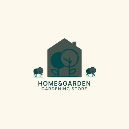 Gardening Services with House Illustration Logo Design Template