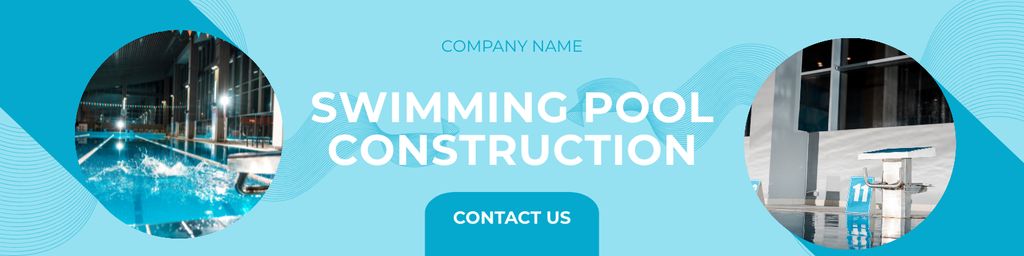 Pool Construction Service Announcement LinkedIn Coverデザインテンプレート