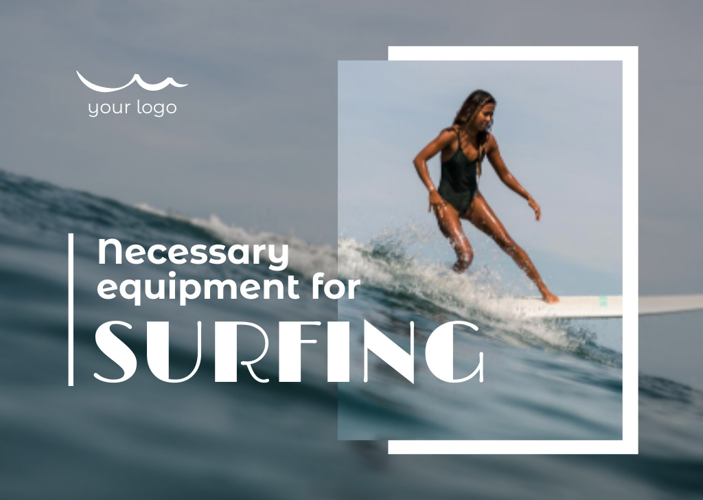 Platilla de diseño Necessary Surfing Equipment Offer Postcard