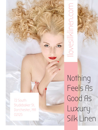 Modèle de visuel Woman resting in bed with silk linen - Poster US