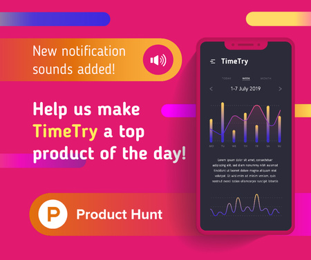 Product Hunt Application Stats on Screen Facebookデザインテンプレート