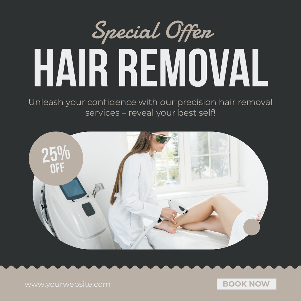 Designvorlage Laser Hair Removal Services with Young Woman Cosmetologist für Instagram