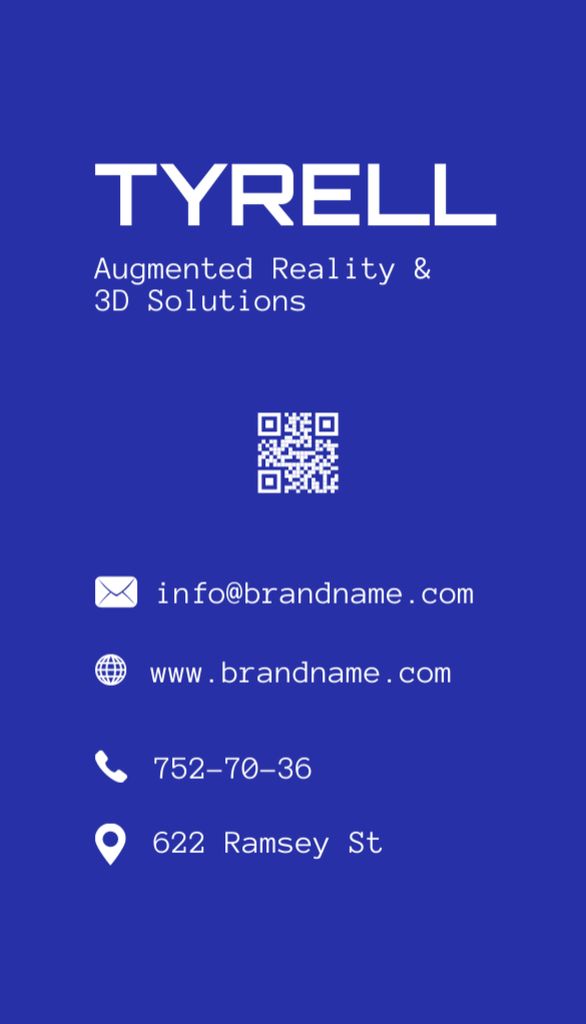Creation of Augmented Reality and 3D Solutions Business Card US Vertical Tasarım Şablonu