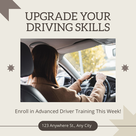 Advanced Level Driver Training Enrollment Instagram AD Design Template