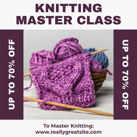 Announcement of Discount on Knitting Masterclass Instagram Design Template