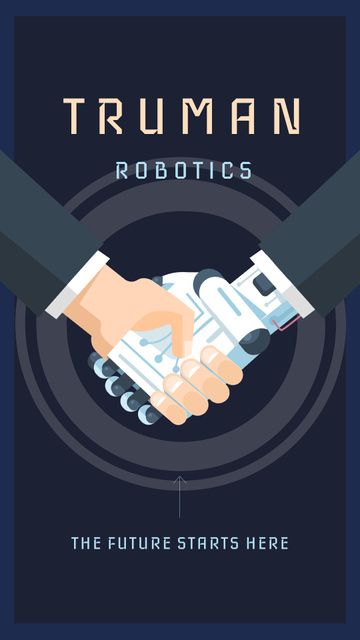 Man and robot shaking hands Instagram Story Modelo de Design