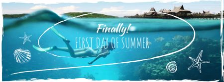 Primeiro dia de verão com mergulho Menina Facebook cover Modelo de Design