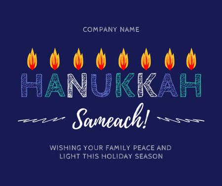 Template di design Augurando una felice celebrazione di Hanukkah con le luci Facebook