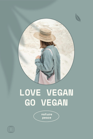 Vegan Lifestyle Concept with Girl in Summer Hat Pinterest Design Template
