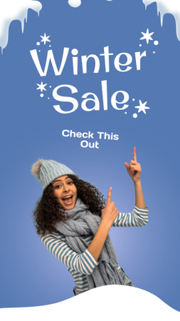 Winter Sale Ad with Pretty Woman Instagram Story Design Template