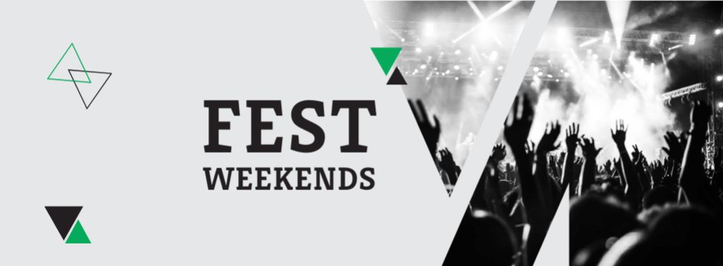 Festival Weekends Announcement with Crowd on Concert Facebook cover – шаблон для дизайну
