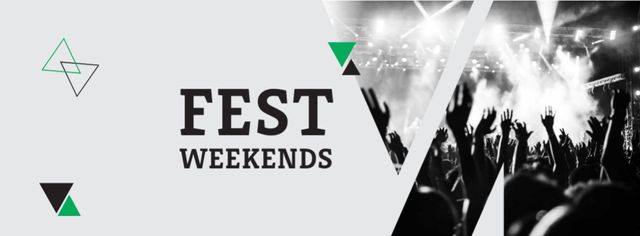 Plantilla de diseño de Festival Weekends Announcement with Crowd on Concert Facebook cover 