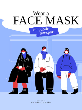 Plantilla de diseño de Pasajeros del transporte público con máscaras Poster US 