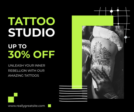 Ontwerpsjabloon van Facebook van Amazing Tattoo Studio Service With Discount