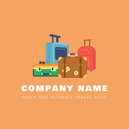 Various Travel Bags Offer In Orange Animated Logo Design Template