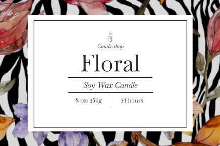 Soy Wax Candle With Floral Scent Offer Label Design Template