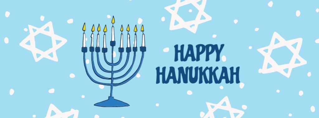 Modèle de visuel Hanukkah Greeting with Menorah and Star of David - Facebook cover