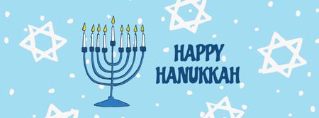 Hanukkah Greeting with Menorah and Star of David Facebook cover Design Template