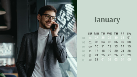 Platilla de diseño Successful Businessman talking on Phone Calendar