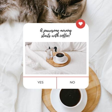 Ontwerpsjabloon van Instagram van Quiz about Morning Coffee