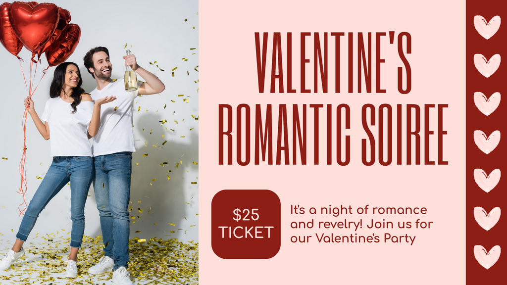 Awesome Valentine's Day Party For Couples Offer FB event cover Tasarım Şablonu