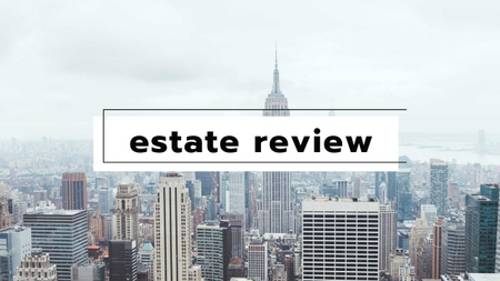 Real Estate review with City Skyscrapers Youtube Thumbnail Design Template