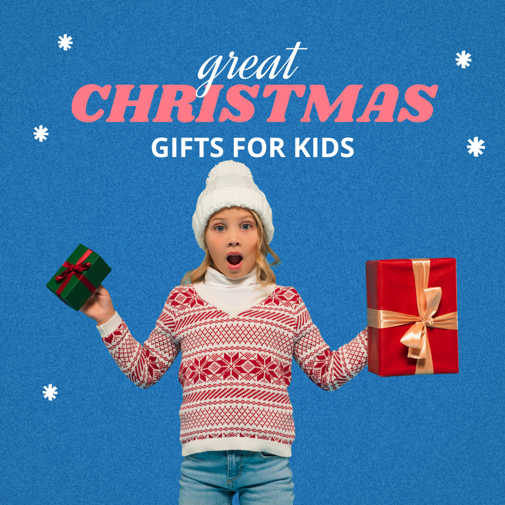 Ontwerpsjabloon van Instagram van Christmas Kids Gifts Sale Announcement