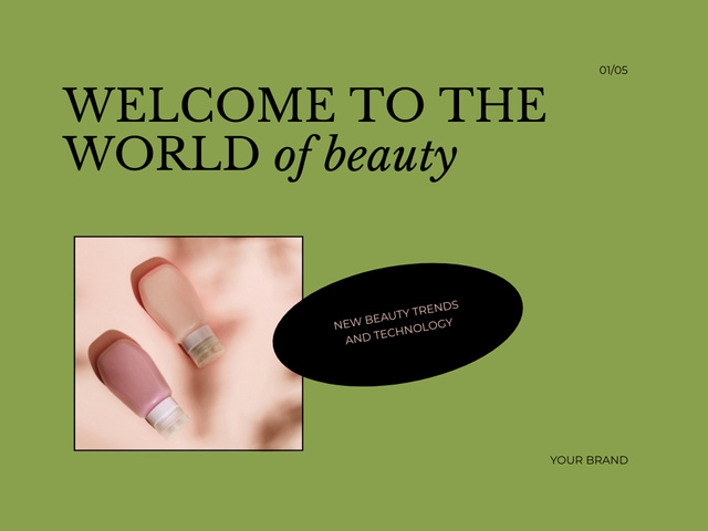 Amazing Beauty Trends Ad In Green Presentation Modelo de Design