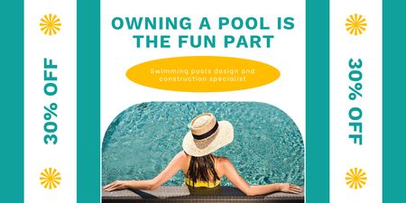 Designvorlage Offer Discounts for Construction of Swimming Pools für Twitter