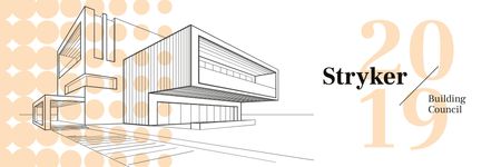 Designvorlage Building Council Ad mit moderner Hausfassade Illustration für Email header
