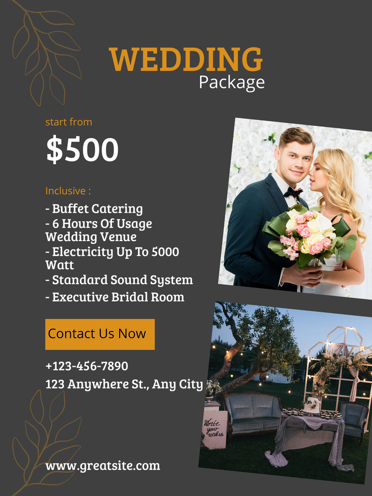 Wedding Package Offer with Collage Poster US – шаблон для дизайна