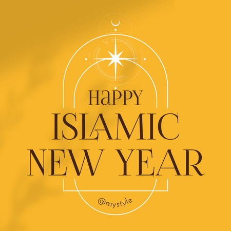 Islamic New Year Greeting in Yellow Instagram Design Template