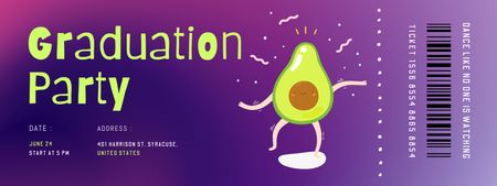 Graduation Party Announcement with Dancing Avocado Ticket – шаблон для дизайна