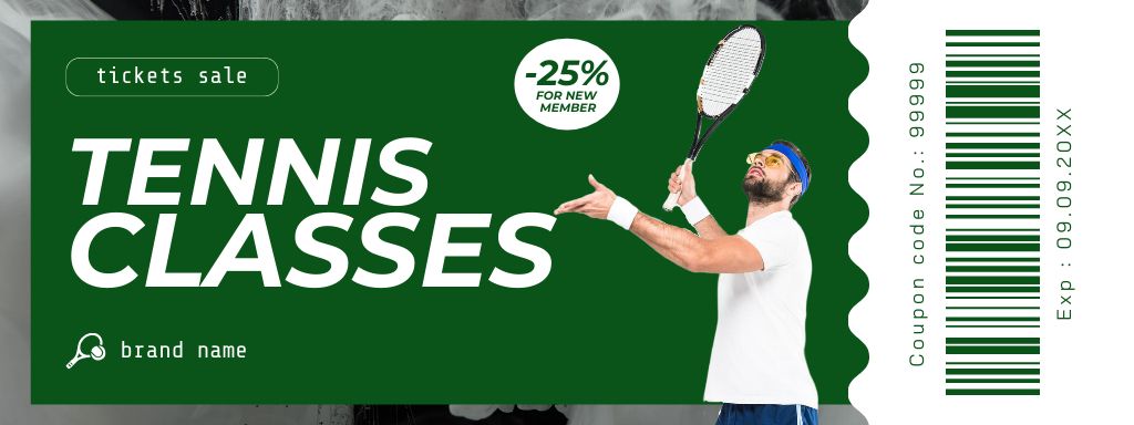 Tennis Classes Promotion with Services of Professional Coach Coupon Šablona návrhu