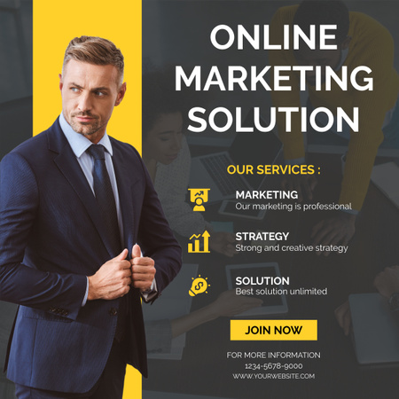 Online Marketing Solution Services LinkedIn post Design Template
