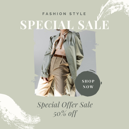 Sale Announcement with Girl in Elegant Outfit Instagram Modelo de Design