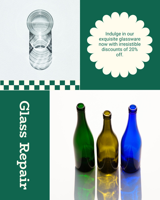 Exquisite Glassware And Colorized Bottles At Reduced Price Instagram Post Vertical Modelo de Design